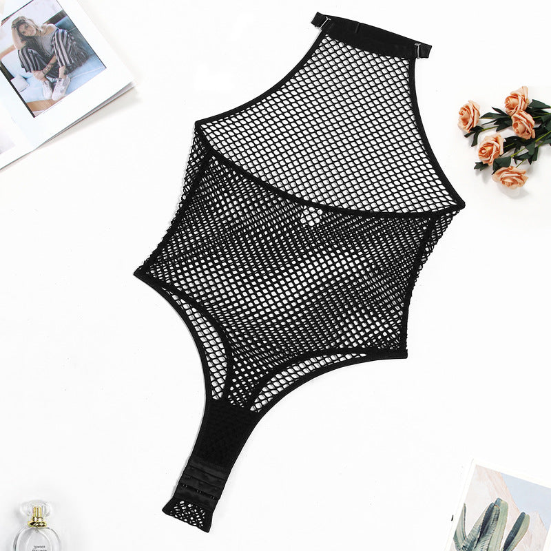 Sex Long Sleeve Bodysuit Sexy Sheer Mesh Lingerie Chubby Teddy