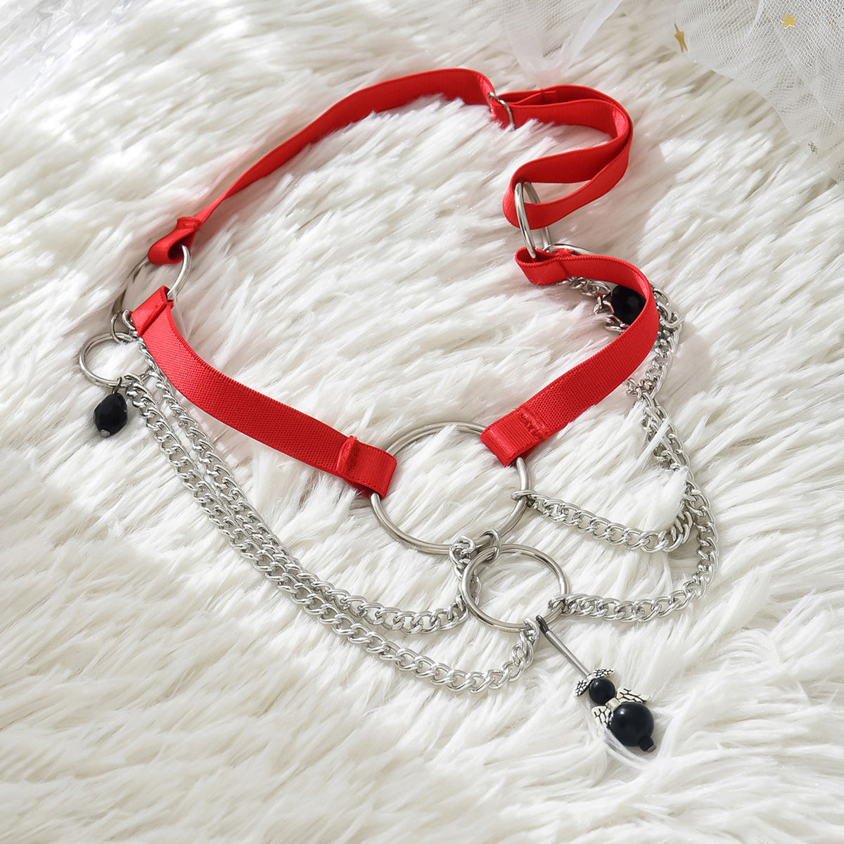 Red Latina Chain Leg Garter