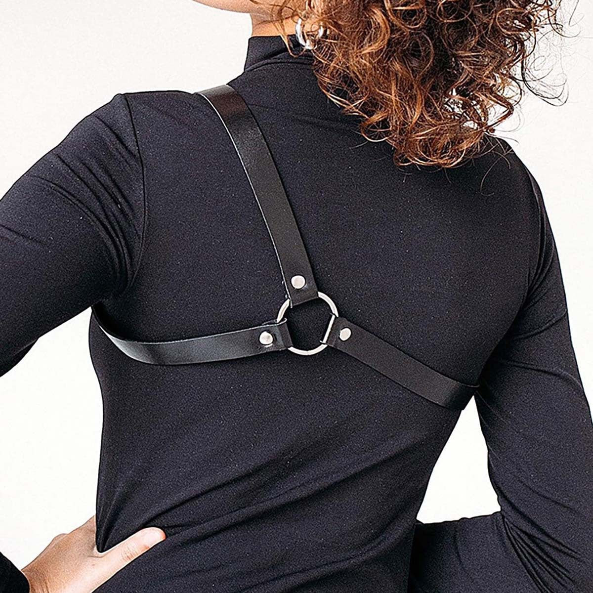 Leather Harness Over Shirt