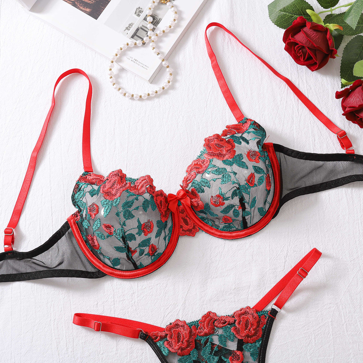 Embroidered Sheer Lingerie