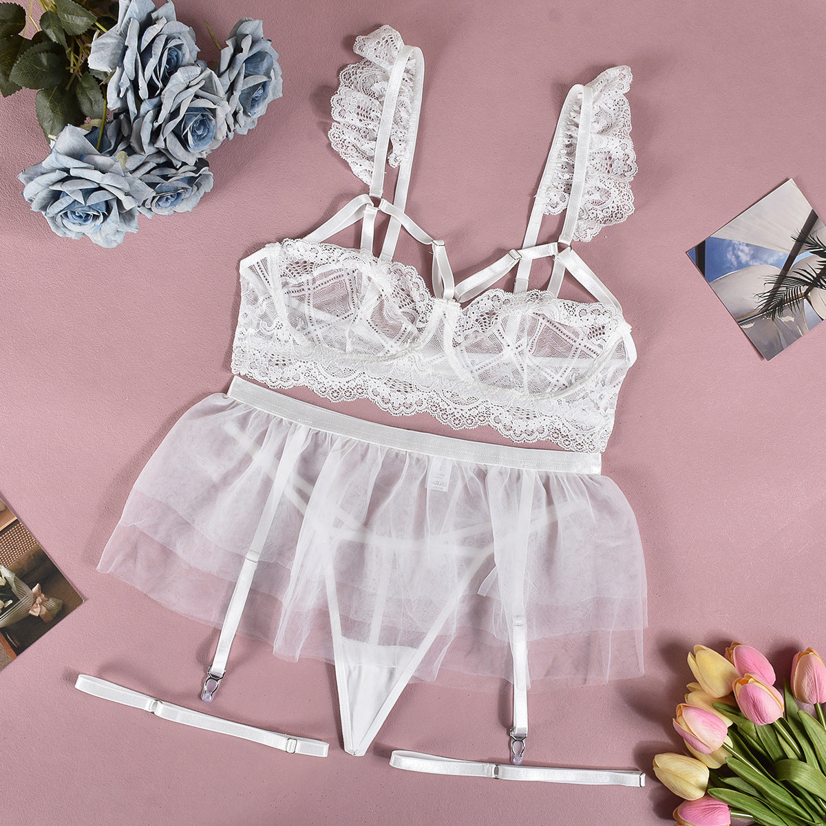 Baby Blue Lace Sheer Lingerie