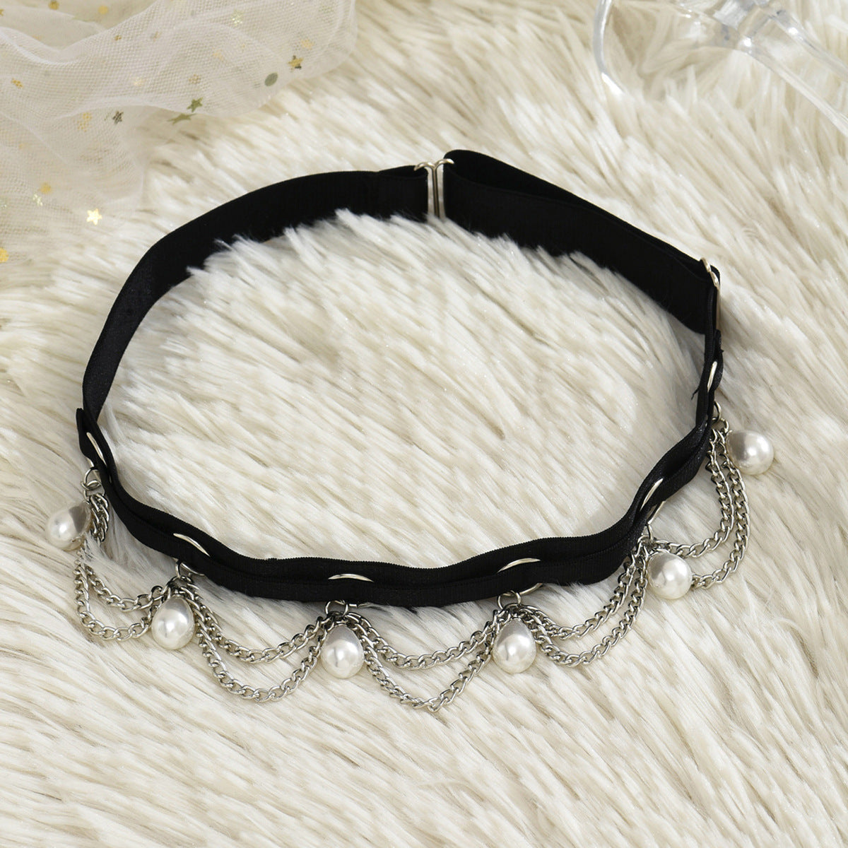 Pearl Black Leg Garter