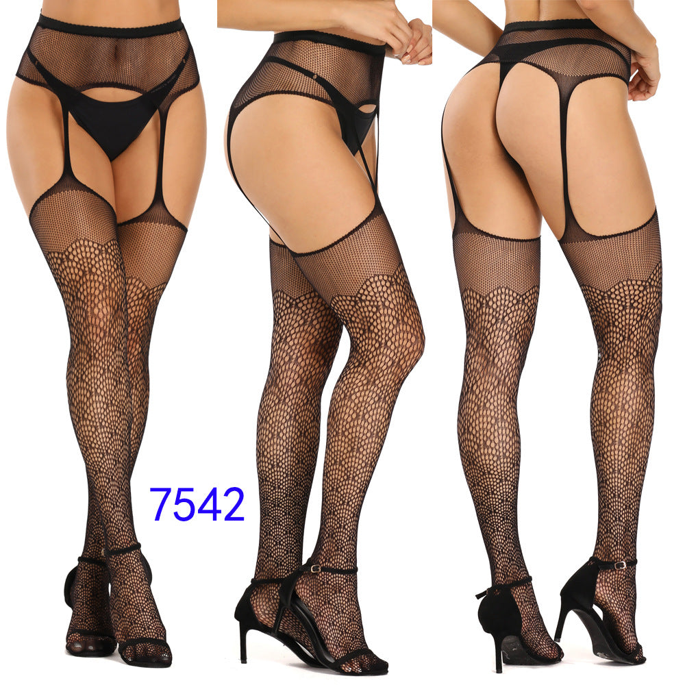 Lace Crotchless Tights White Pantyhose