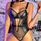 Sexiest Open Back Bodysuit Latina Womens Leather Lingerie Kinky Teddy