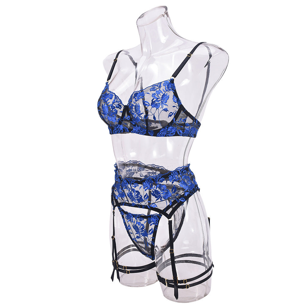 Blue Floral Lingerie Sheer