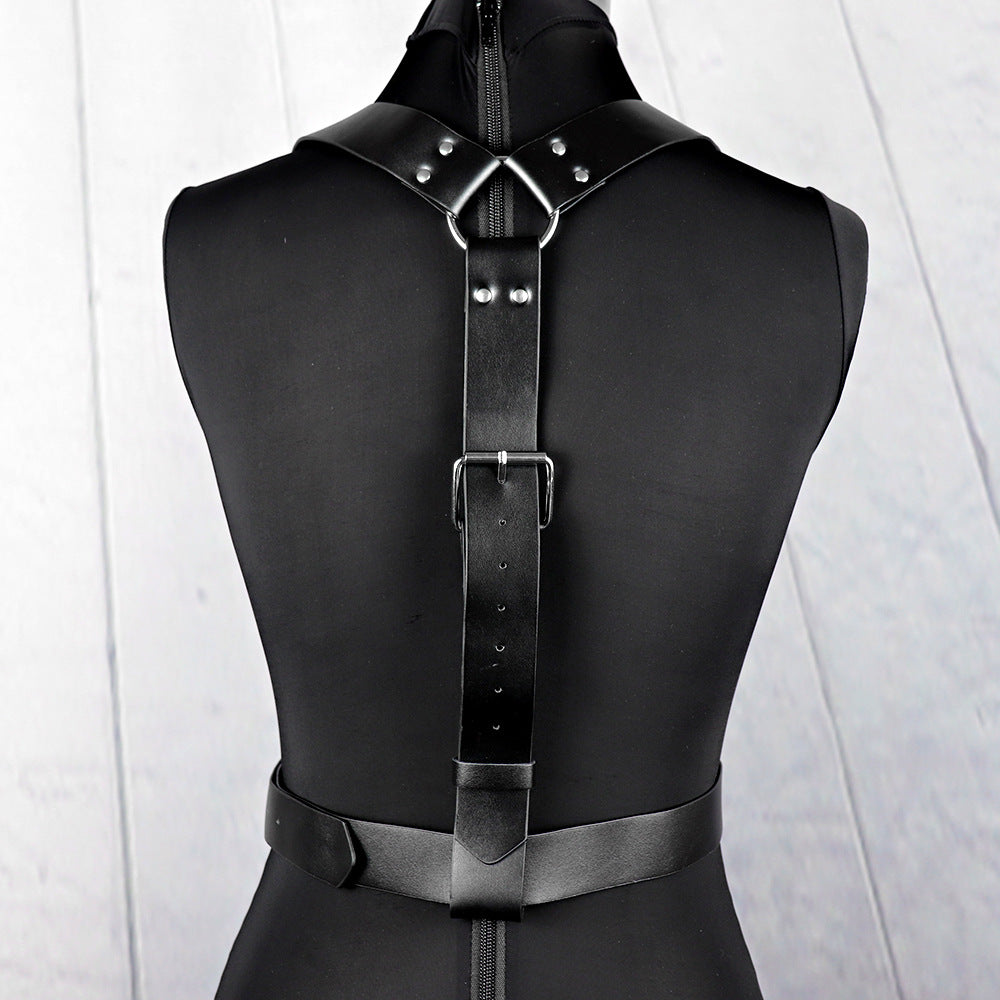 Gothic Red Leather Breast Harness