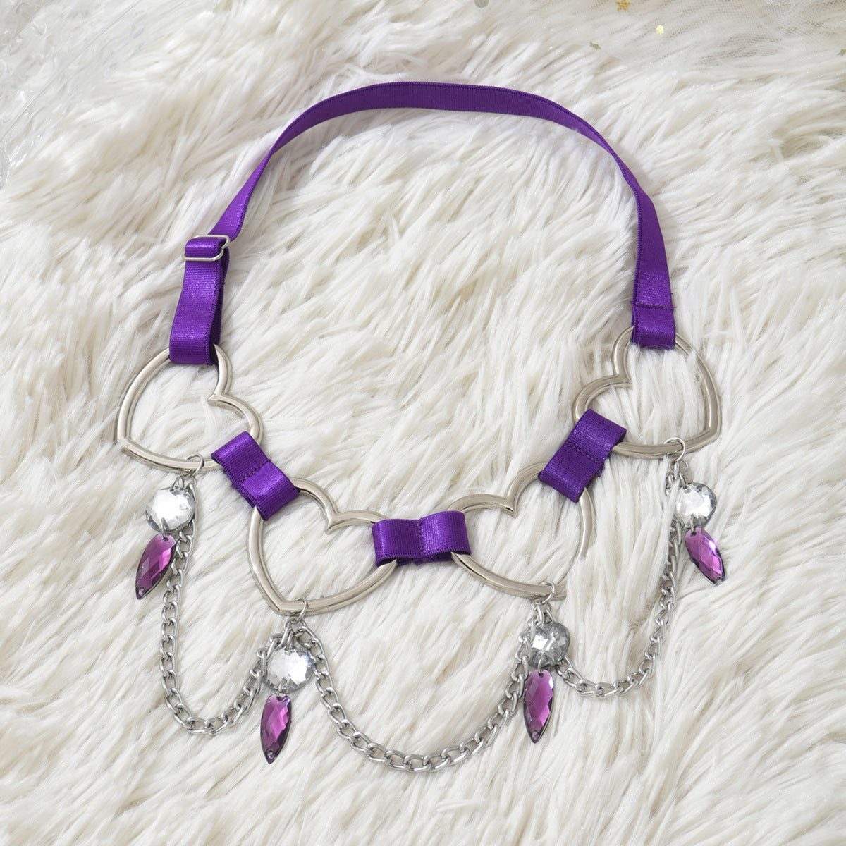 Purple Chain Heart Ring Leg Garter