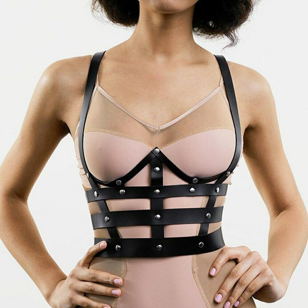 Cheap Women Leather Chest Harness Bodycage