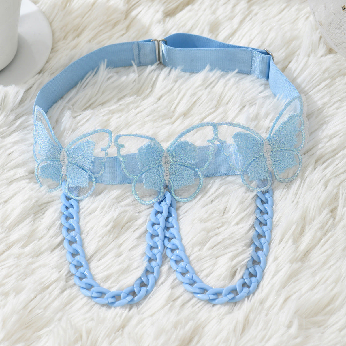 Light Blue Butterflies Leg Garter