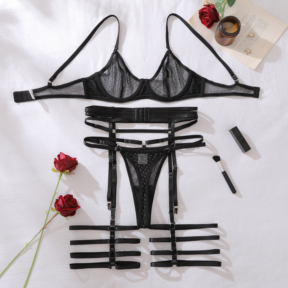 Harness Lace Garter Lingerie Set