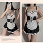 White Sexy Latina Dress Red French Maid Lingerie Costume Role Play