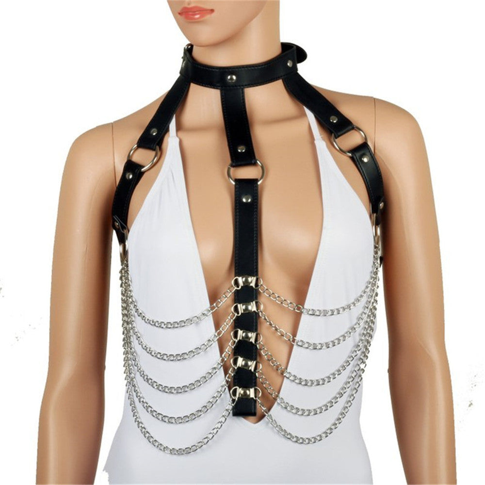 Leather Harness Over Knitwear