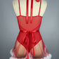 Red Sheer Babydoll Revealing Sexy Christmas Costume Lingerie Role Play