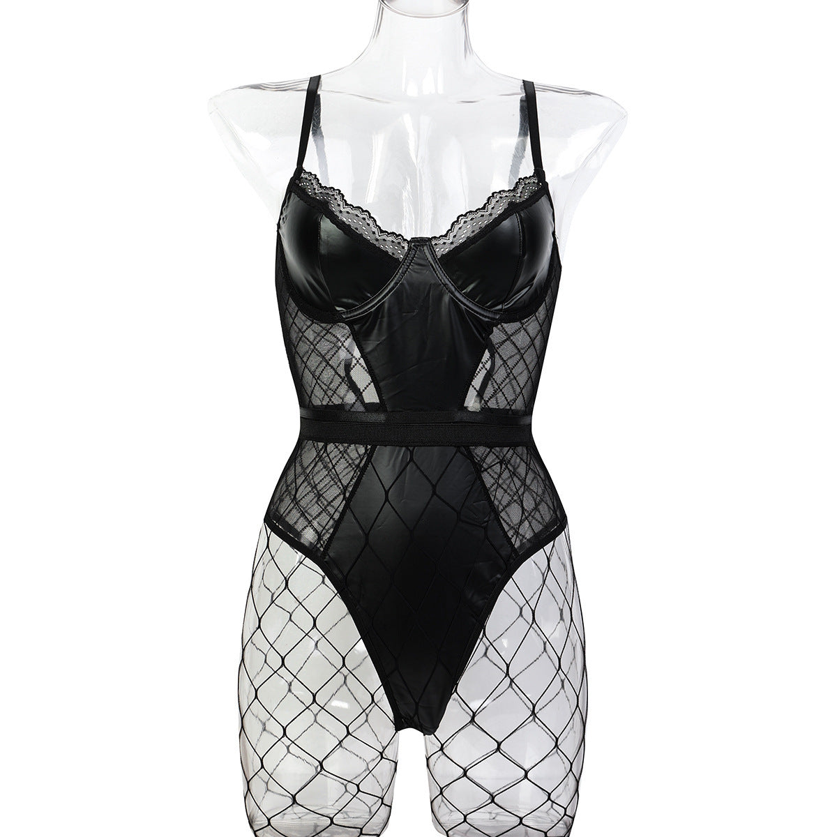 Black Leather Lace Bdsm Lingerie