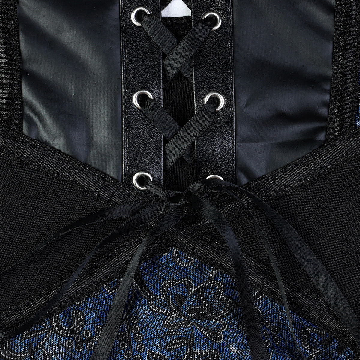 Leather Floral Corset Bodysuit Bdsm Lingerie