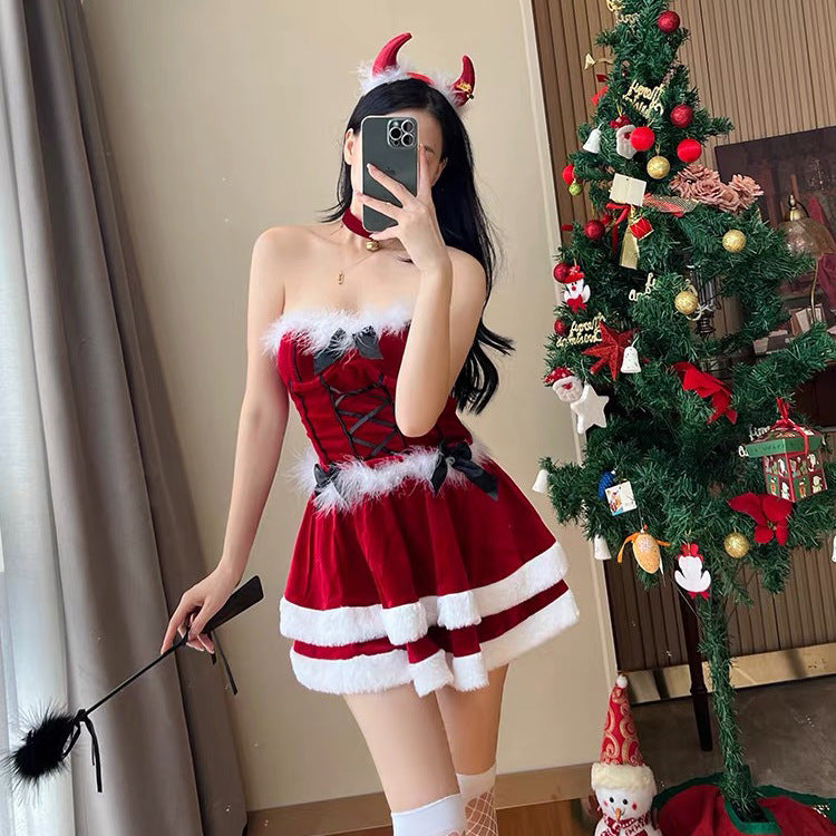 Revealing Sexy Female Christmas Costumes Naughty Lingerie Anime Dress