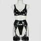 Kinky Faux Leather Lingerie Set Naughty Bra & Panty Slutty