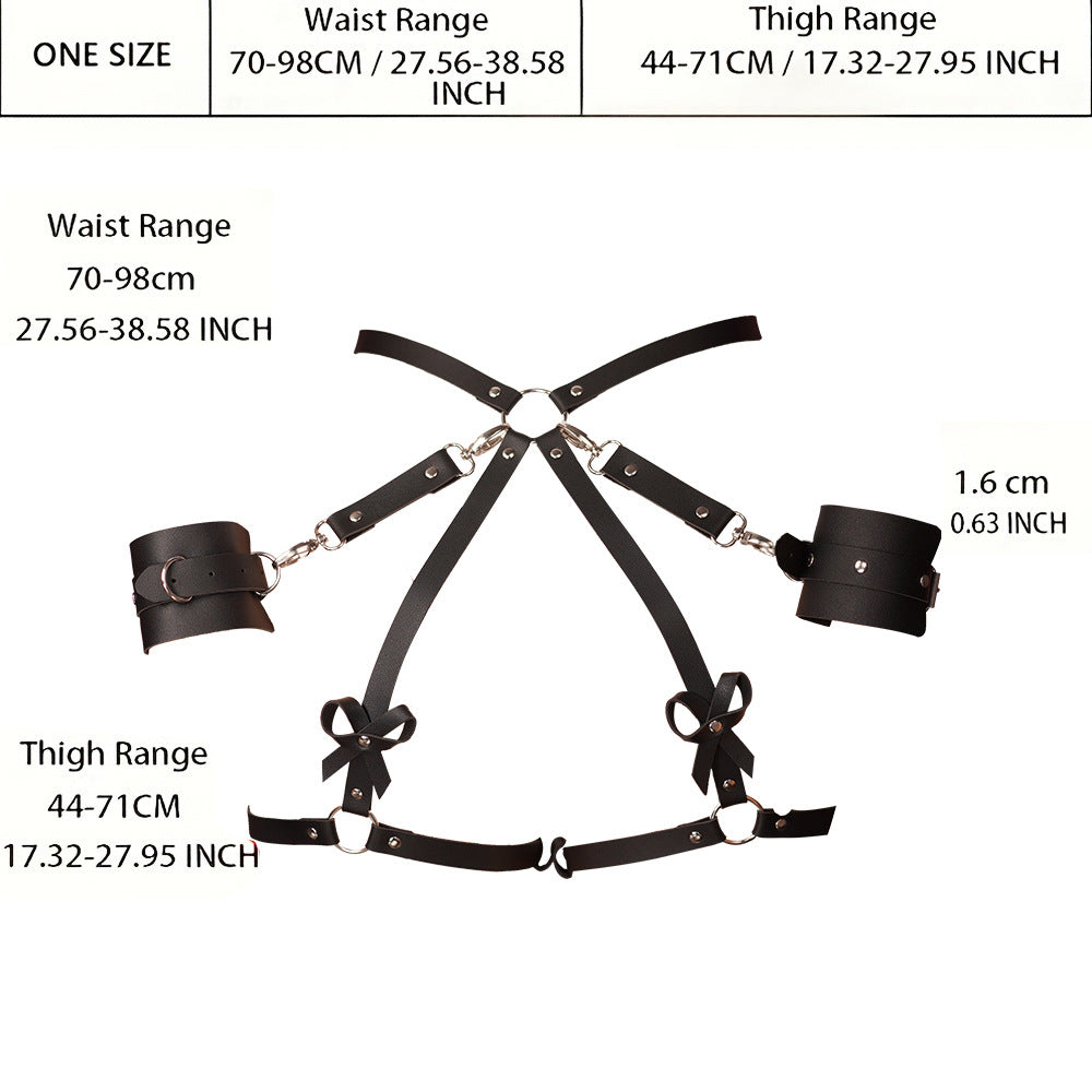 Leather Thighs Harness With Cuffs