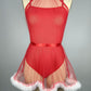 Red Sheer Babydoll Revealing Sexy Christmas Costume Lingerie Role Play