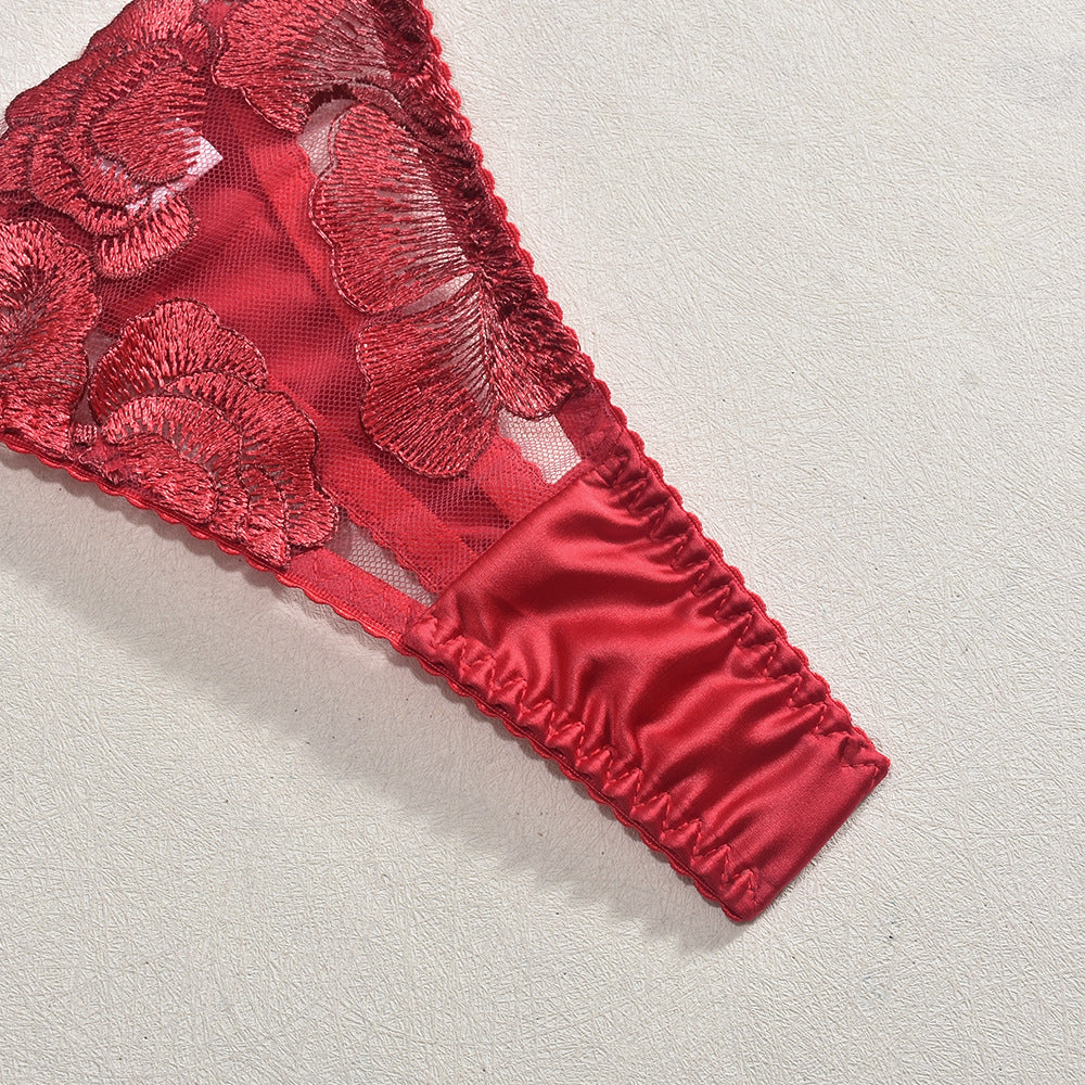 Latina Lingerie Garter Belt Set Lace Bra & Panty Red