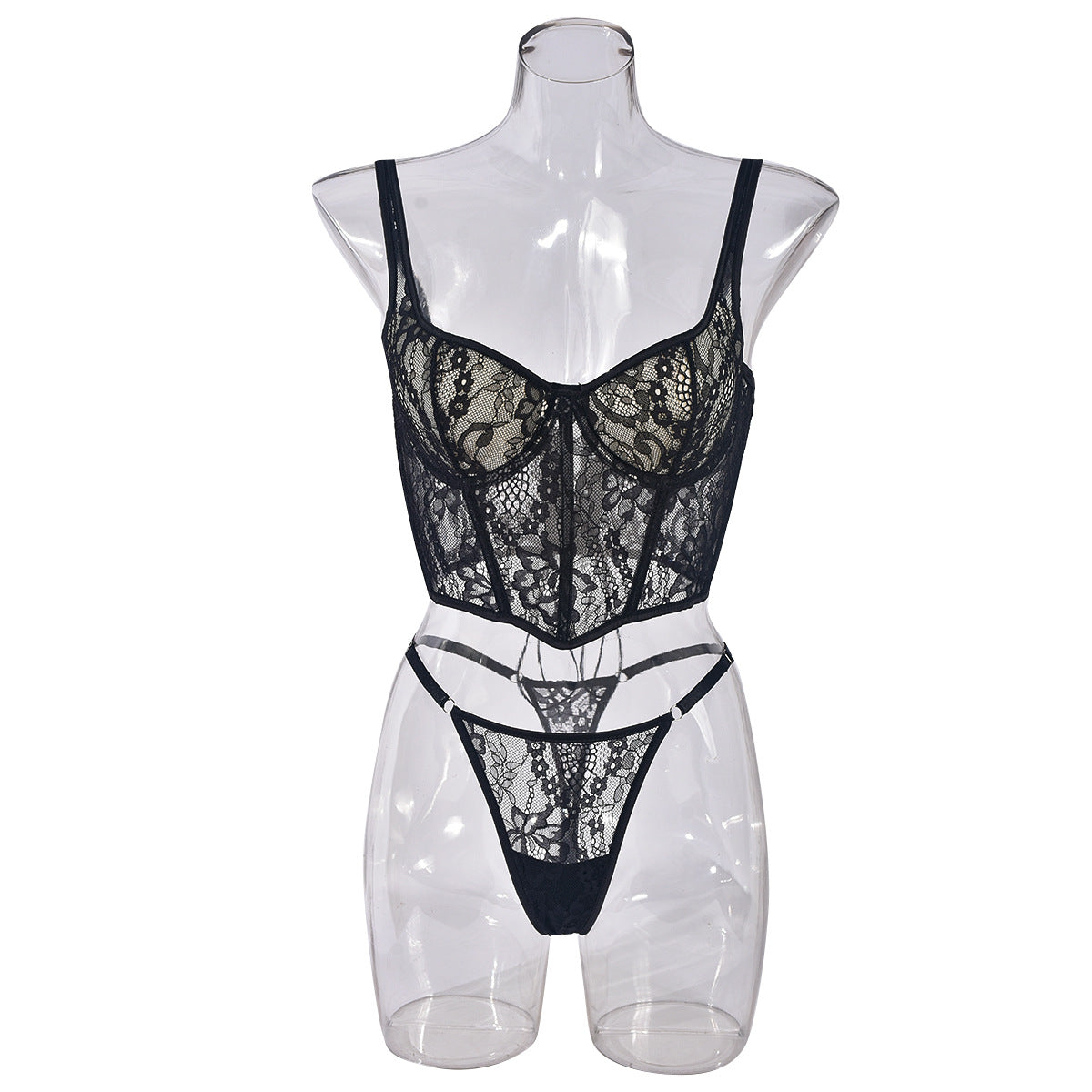 Naughty See Through Lingerie For Women Set Black Bra & Panty