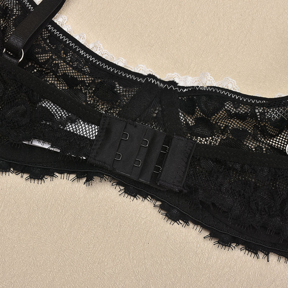 See Through Black Lace Lingerie Halloween Party Sheer