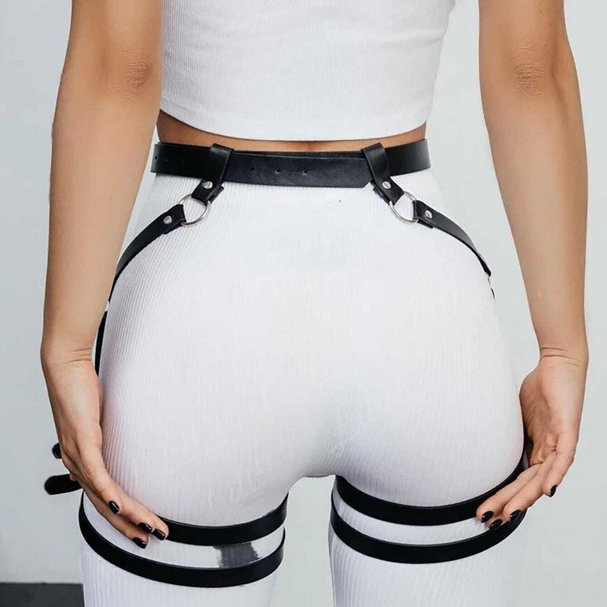 Bondage Leather Leg Harness Female