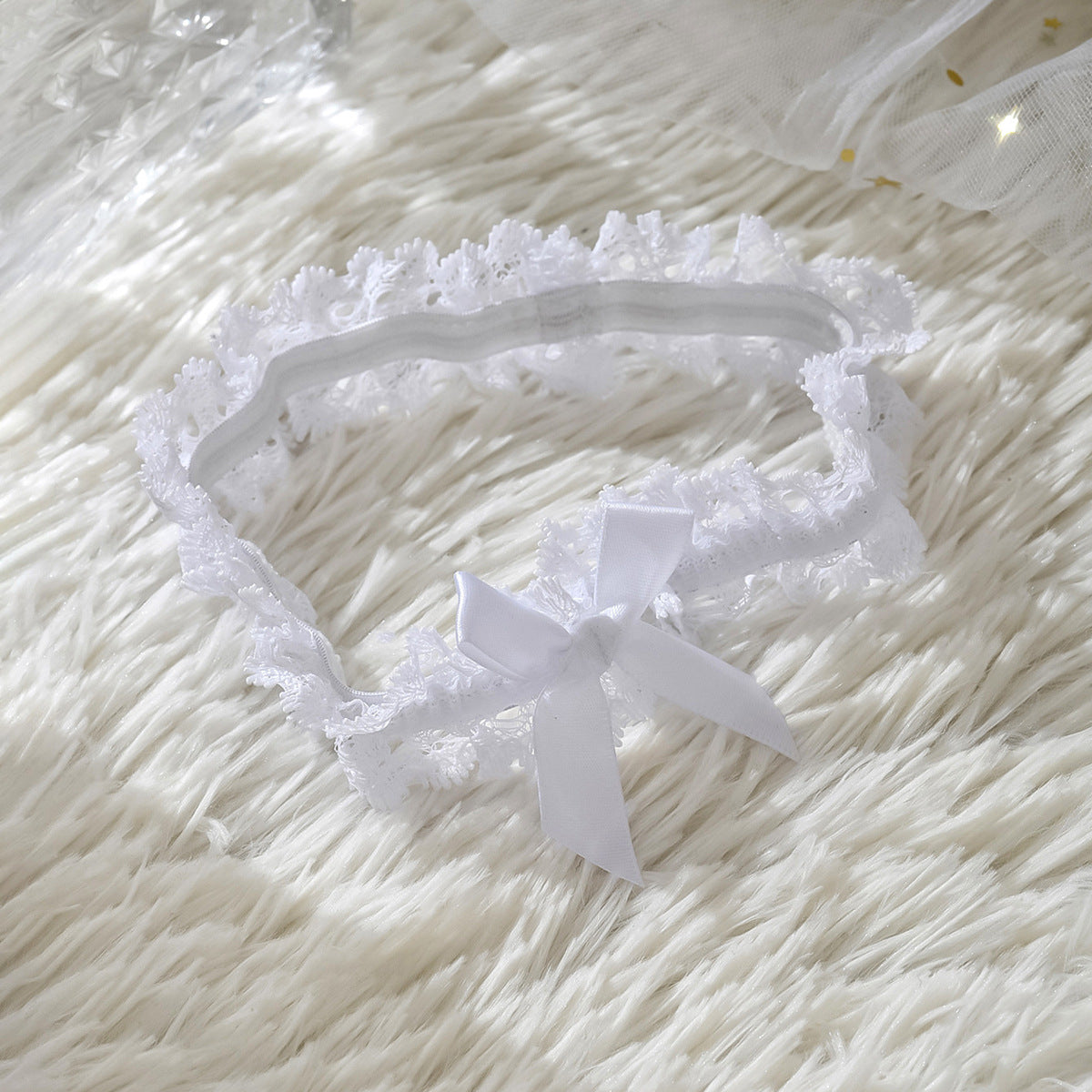 Lace Bow White Bridal Leg Garter