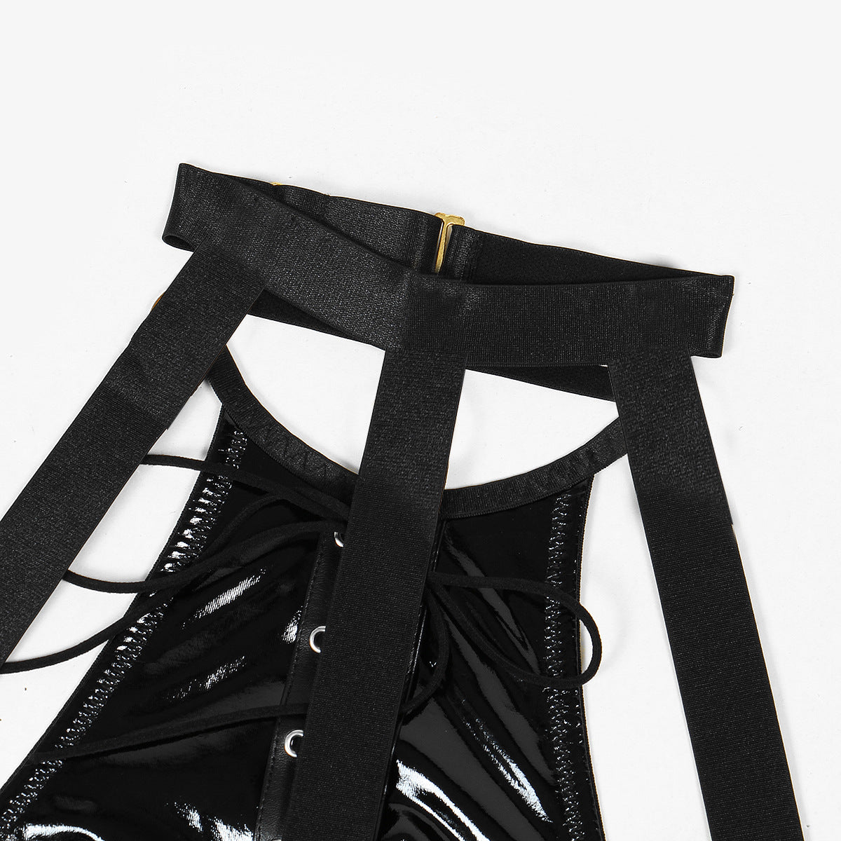 Black Turtleneck Bdsm Bodysuit With Chains