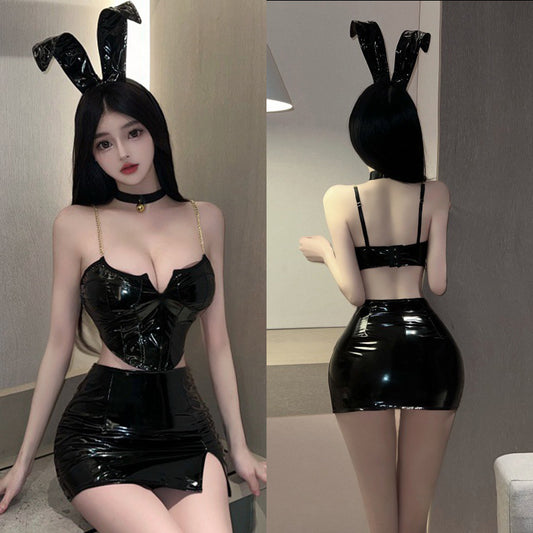 Vinyl Mini Dress Black