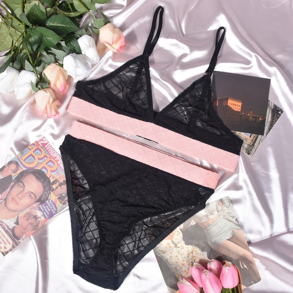 Women Black Sheer Lingerie Set Sexy Bra & Panty