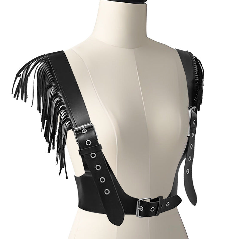 Belt Harness Leather Over Blouse