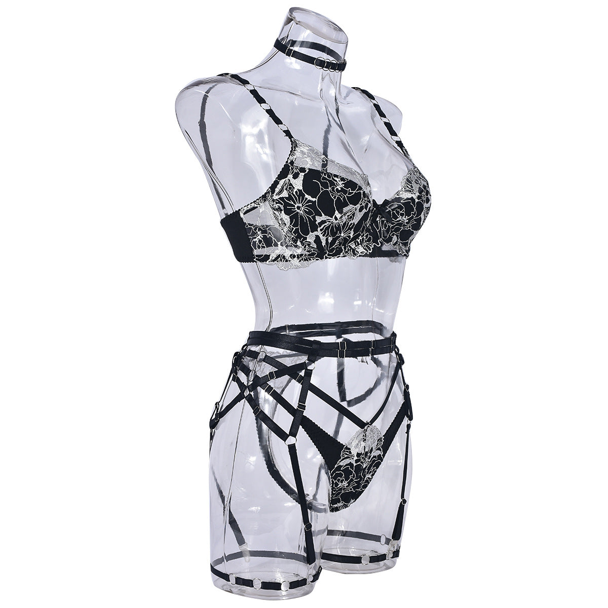 Naughty Black Garter Lingerie Set Latina Bra & Panty Sexiest