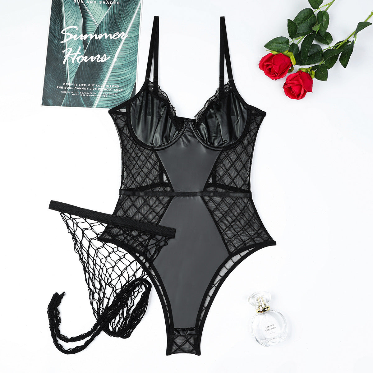 Black Leather Lace Bdsm Lingerie