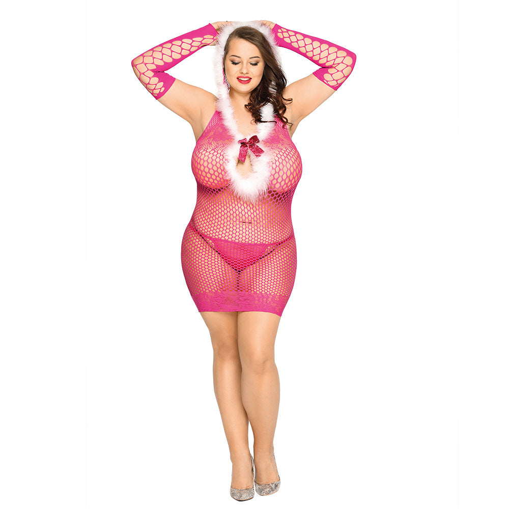 Plus Size Latina Sexy Mesh Lingerie Revealing Dress