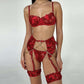 Latina Lingerie Garter Belt Set Lace Bra & Panty Red