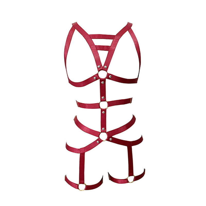 Red Black Bodysuit Sexy Strappy Harness Lingerie Black Teddy