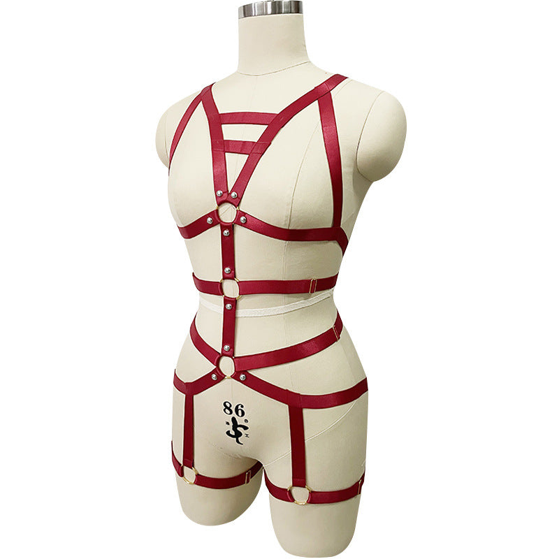 Red Black Bodysuit Sexy Strappy Harness Lingerie Black Teddy