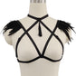 Red Bra Straps Extreme Bdsm Lingerie Harness Feather Bra