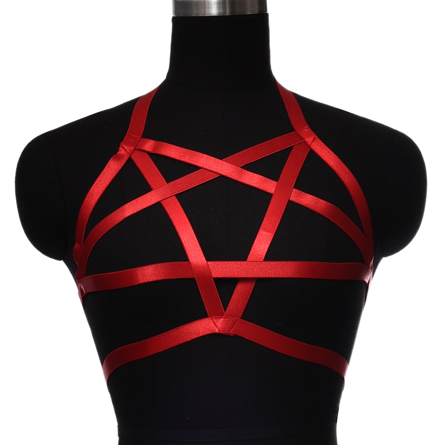 Red Bra Straps Revealing Strappy Harness Lingerie