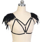 Red Bra for Sexy Extreme Black Body Harness Lingerie Feather Bra