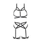 Red Sexy Crotchless Lingerie Set Sexy Strappy Harness Lingerie Black Bra Panties