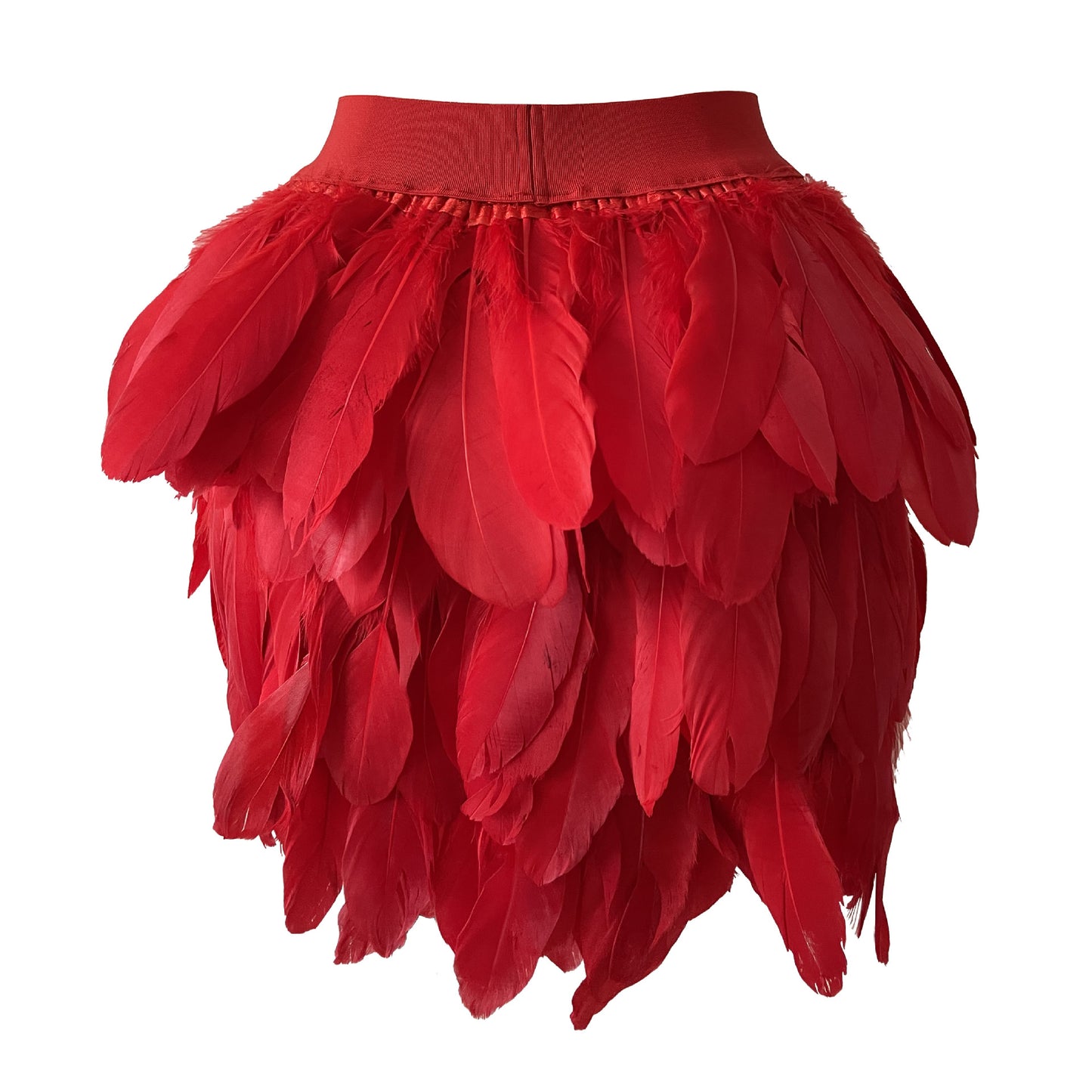 Red Sexy Crotchless Lingerie Sexy Black Feather Skirt