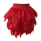 Red Sexy Crotchless Lingerie Sexy Black Feather Skirt