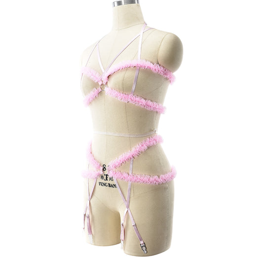 Red Sexy Latina Lingerie Set Sex Strappy Harness Lingerie Sexiest Bra Panties