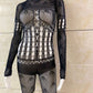 Revealing Halloween Latina Sexy Bodysuit Black Mesh Lingerie Sheer Teddy