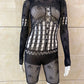 Revealing Halloween Latina Sexy Bodysuit Black Mesh Lingerie Sheer Teddy