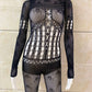 Revealing Halloween Latina Sexy Bodysuit Black Mesh Lingerie Sheer Teddy