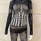 Revealing Halloween Latina Sexy Bodysuit Black Mesh Lingerie Sheer Teddy