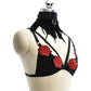 Revealing Harness Bra Red Strappy Harness Lingerie Feather Bra